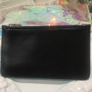 DYLAN KAIN black leather zipper skinny wallet three credit card inserts